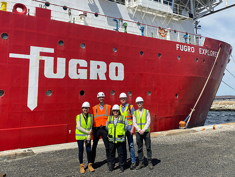 SouthCoast Wind personnel are shown with the Fugro Explorer earlier this year before it set off for Geotechnical survey work for the planned wind farm off the New England coast.