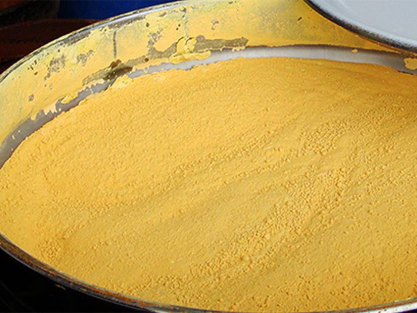 Concentrated uranium powder, called yellow cake, is a middle step between mining uranium and enriching it for use a fuel.