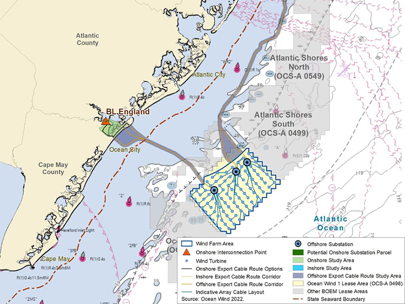 BOEM's final EIS for Ocean Wind 1 includes two cables to bring power to land, one coming onshore near Ocean City and the other, farther north, near Leeds Point.