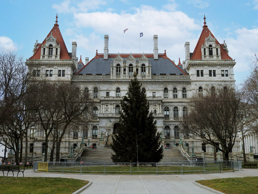 The State Capitol is shown in Albany, N.Y. The governor and Legislature have agreed on a budget that includes multiple energy and environmental policy changes.
