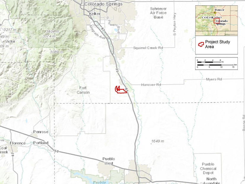 Location of the proposed Front Range Midway Solar project in Colorado