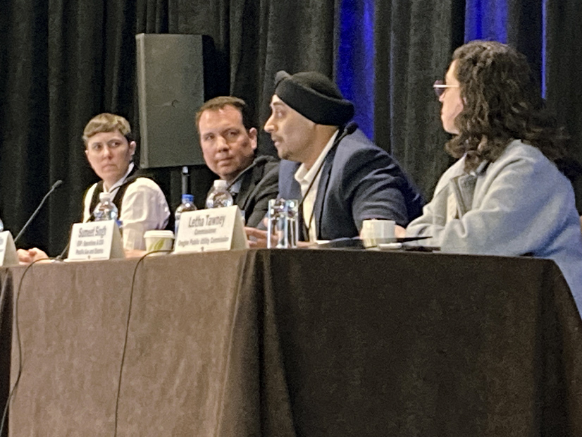 From left: Caroline Thomas Jacobs, California Office of Energy Infrastructure Safety; Brian D'Agostino, San Diego Gas & Electric; Sumeet Singh, Pacific Gas and Electric; and Oregon PUC Commissioner Letha Tawney