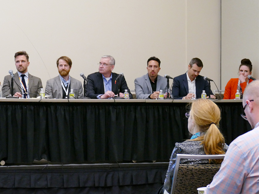 From left: Judy Chang of the Kennedy School, Georges Sassine of NYSERDA, Carrie Cullen Hitt of Equinor, Markus Laukamp of WindGrid, and Neil Kirby of GE