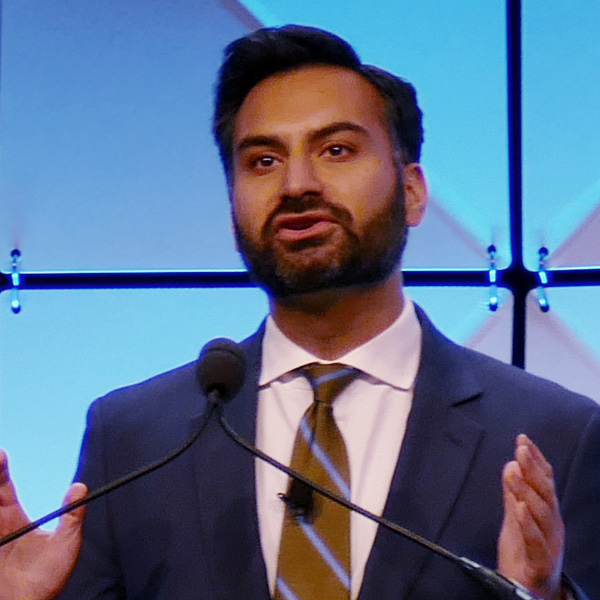 Maryland Gov. Wes Moore (D) addresses the IPF conference on Wednesday