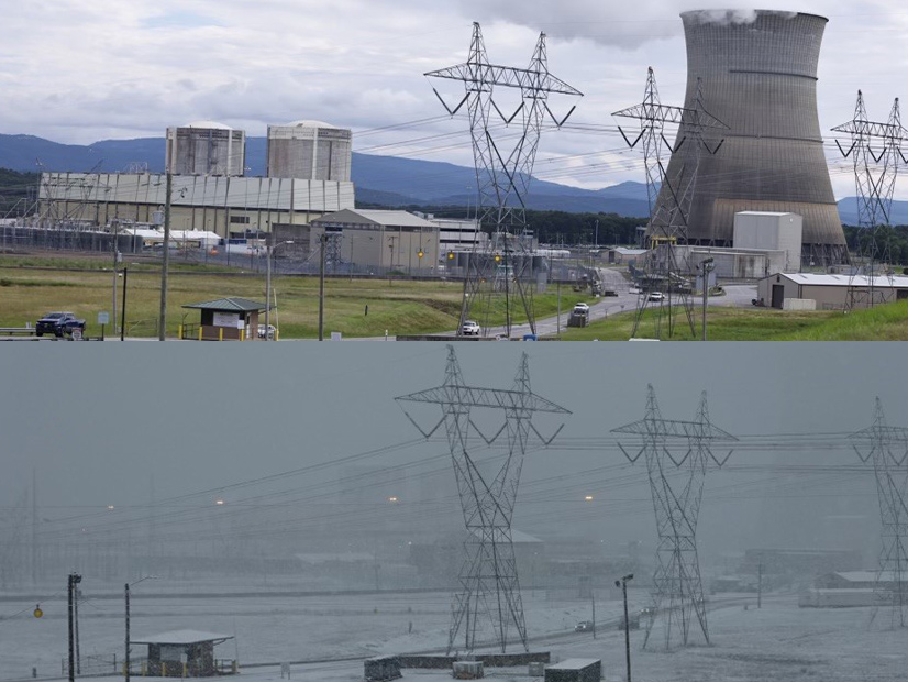 Entergy Arkansas' Arkansas Nuclear One plant pictured within the span of a few days in January 2023