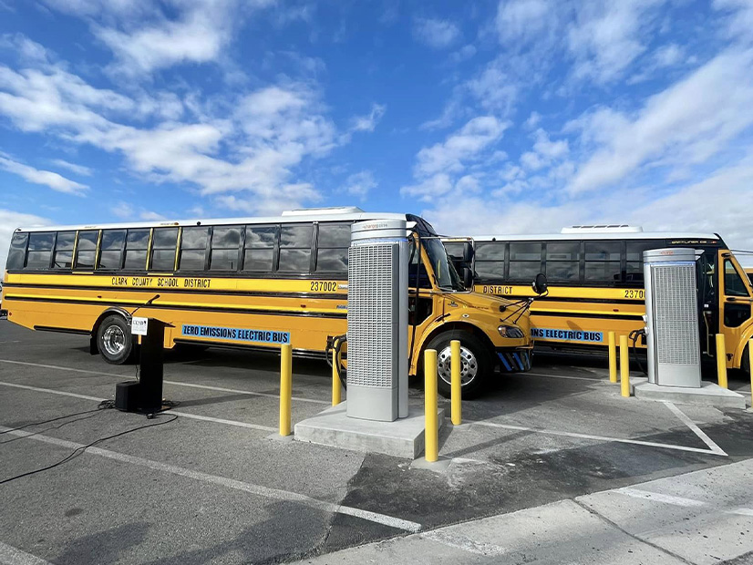 Clark County School District this year unveiled Nevada's first electric school bus. NV Energy's transportation electrification plan approved by PUCN on Thursday includes an electric school bus vehicle-to-grid trial.