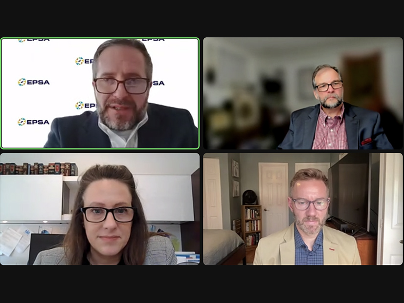 Clockwise from top left: EPSA's Todd Snitchler, Energy Choice Coalition's Robert Dillon, C3 Solutions Nick Loris, and EEI's Emily Fisher on Our Energy Policy's Webinar