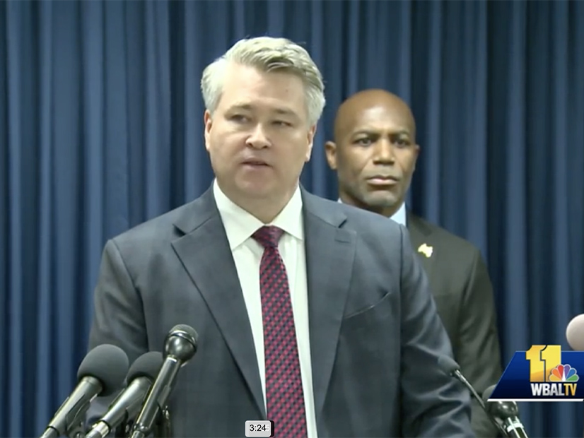 Tom Sobocinski, special agent in charge of the FBI's Baltimore field office, at a press conference on Monday. Behind him is Maryland U.S. Attorney Erek Barron.