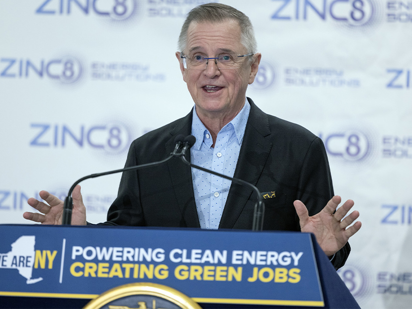 Ron MacDonald, CEO of Zinc8 Energy Solutions, speaks Thursday in Kingston, N.Y., where the company plans to set up its U.S. headquarters and a factory.