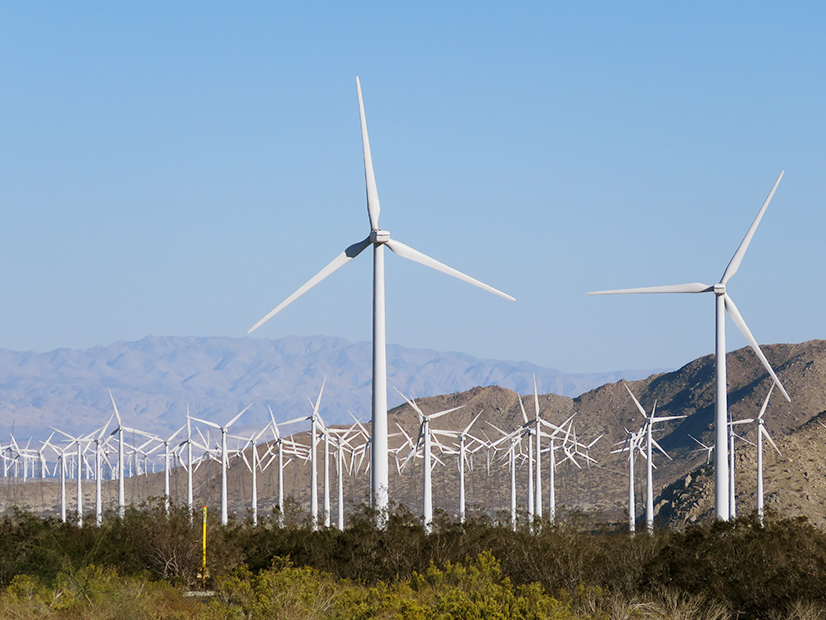 Wind farm near Palm Springs, Calif. CAISO and SPP are facing the most acute challenges from the increasing penetration of wind and solar generation.