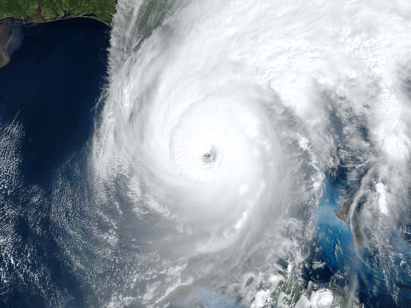 A satellite photo of Hurricane Ian approaching southwest Florida on Sept. 28.