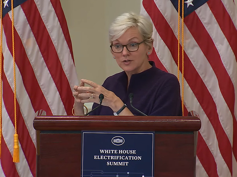 Energy Secretary Jennifer Granholm announces new initiatives and funding to advance building electrification at the White House Electrification Summit on Wednesday.