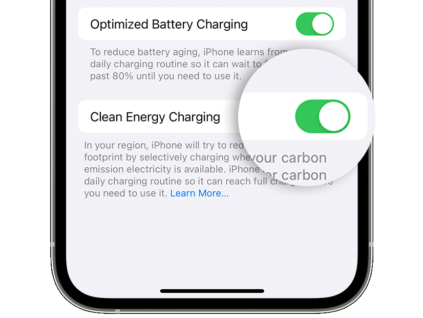Apple says iPhones using its latest operating system can receive forecasts of grid carbon emissions, allowing owners to charge their phones "during times of cleaner energy production."