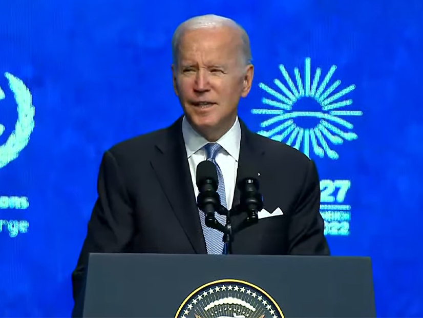 President Biden speaks at COP27 on Friday.