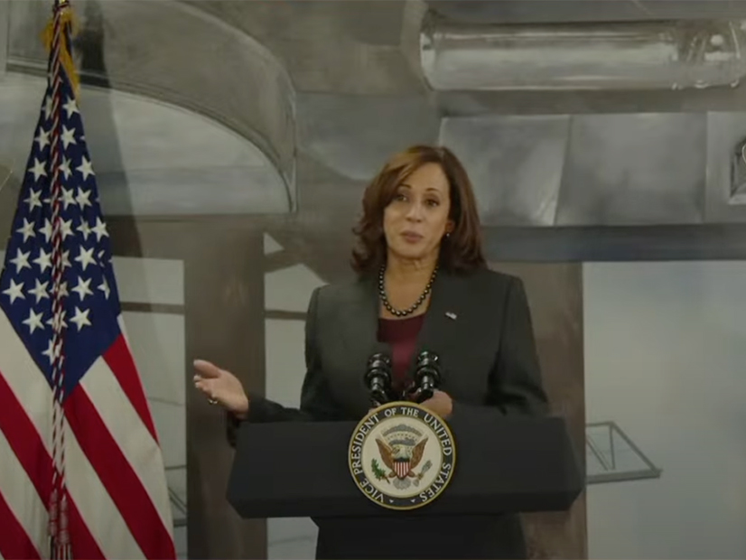 Vice President Kamala Harris speaks Wednesday in Boston, announcing $9 billion in funding from the Inflation Reduction Act to help families weatherize their homes — and cut their electric bills — with a range of energy efficient upgrades.