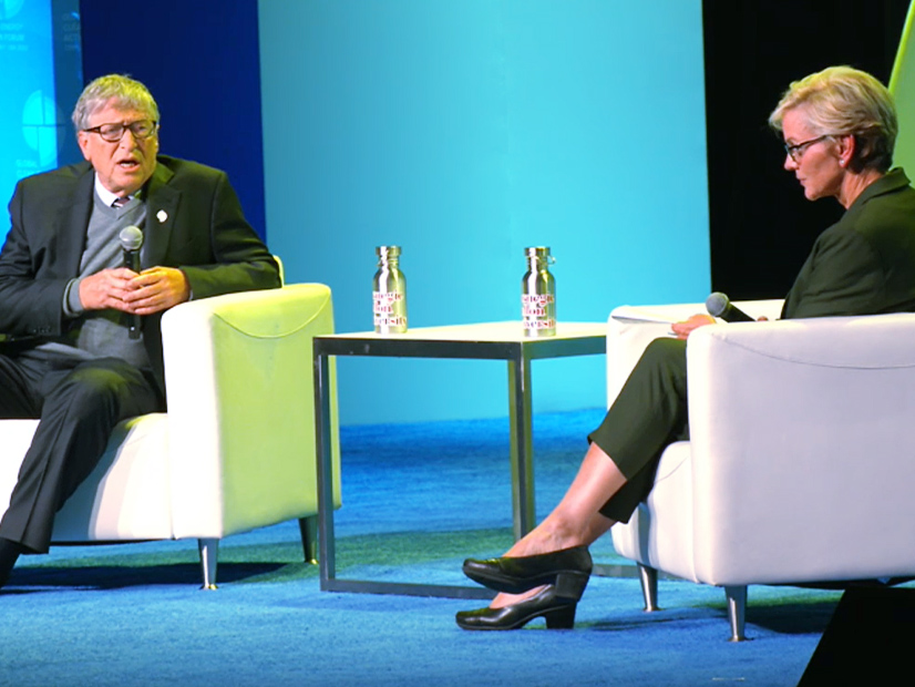 Breakthrough Energy founder Bill Gates talks with Energy Secretary Jennifer Granholm.