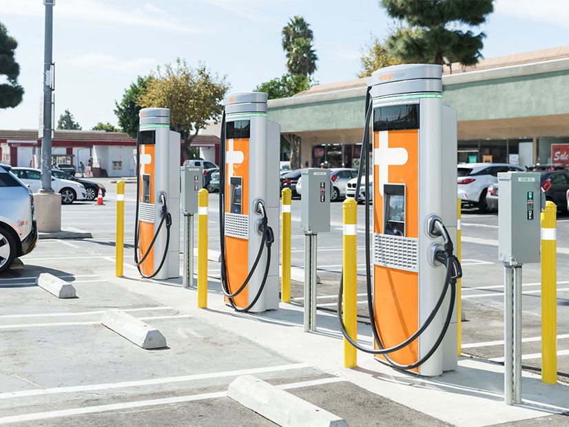 ChargePoint CPE250 fast charger at a plaza in Southern California.