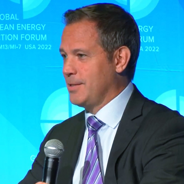 Heidi Binko, Just Transition Fund, speaks as (from left) moderator Jahi Wise, special assistant to the president on climate policy and finance; Mike Boots, Breakthrough Energy, and Ashvin Dayal, the Rockefeller Foundation, listen.