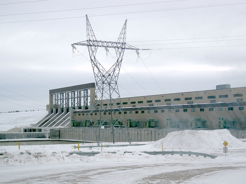 Snow covers the Limestone Generating Station near Gillam, Manitoba.