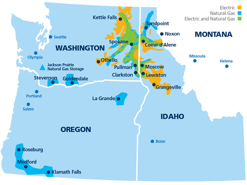 Avista's footprint in the Pacific Northwest.