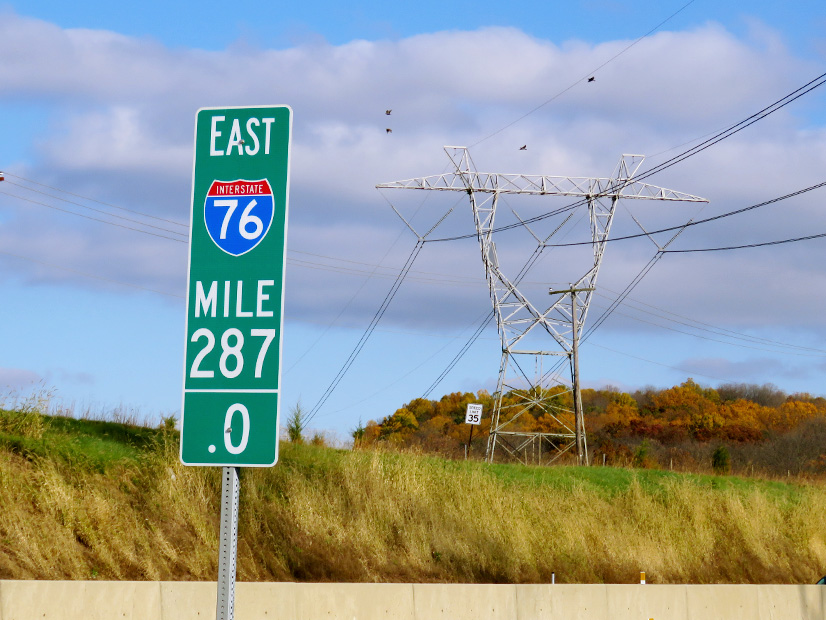Transmission lines crossing the Pennsylvania Turnpike