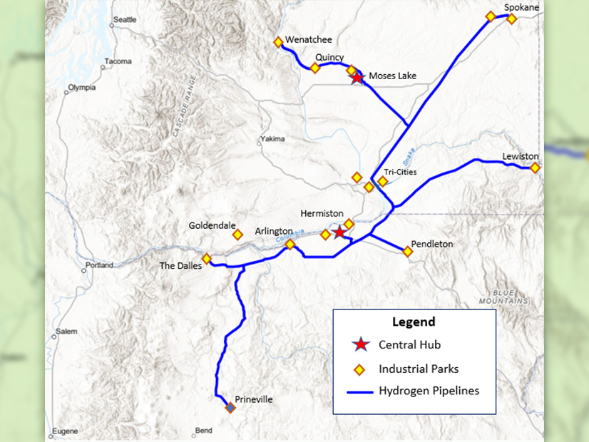 Obsidian Renewables proposed hydrogen projects would include a pipeline network serving parts of eastern Oregon and Washington.