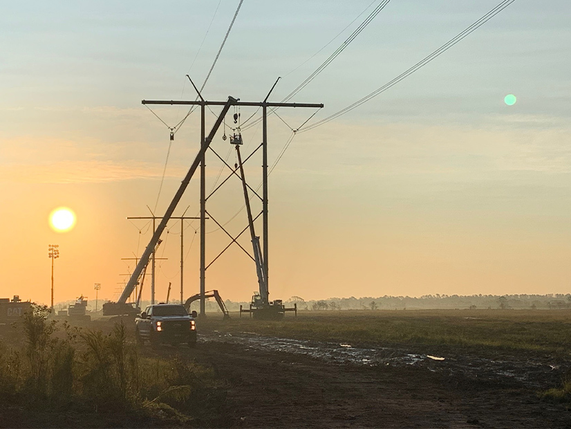 Entergy line work in southwest Louisiana in 2020 after Hurricane Laura