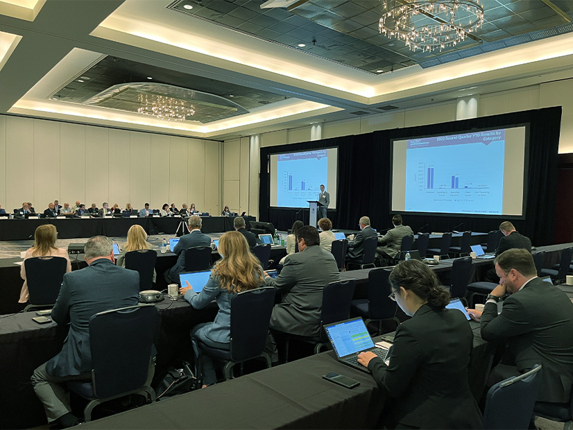 NERC CFO Andy Sharp speaks at Wednesday's meeting of the Finance and Audit Committee in Vancouver.