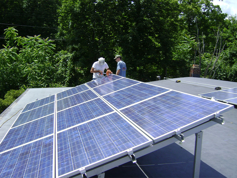 A rooftop solar array in Poughkeepsie, N.Y.