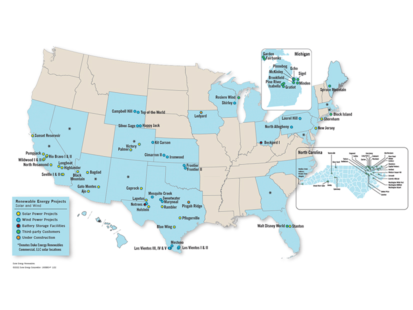 Duke Energy's commercial renewables business owns a net 3.5 GW of generation, putting it among the top 10 wind and solar operators in the U.S.