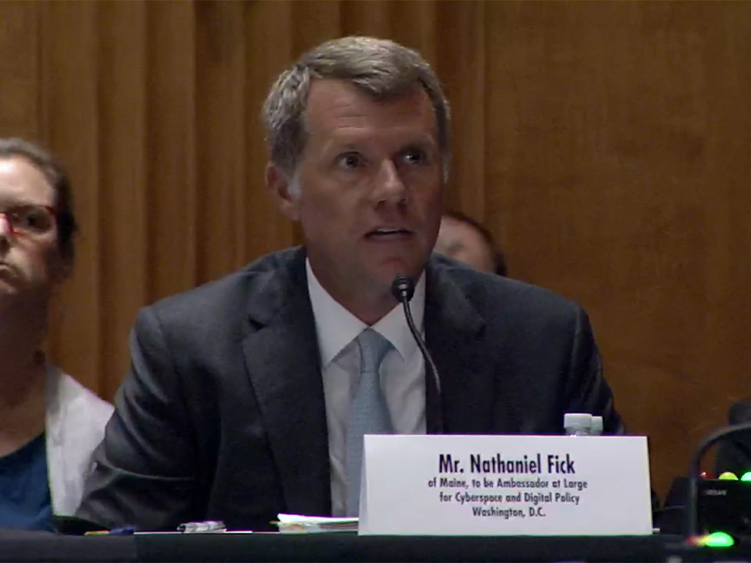 Ambassador-designate Nathaniel Fick during his confirmation hearing on Wednesday.