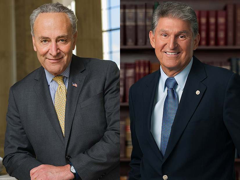 Senate Majority Leader Chuck Schumer (D-N.Y.) and Sen. Joe Manchin (D-W.Va.)  