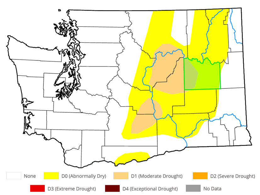 A cool, wet spring has relieved drought conditions across most of Washington.
