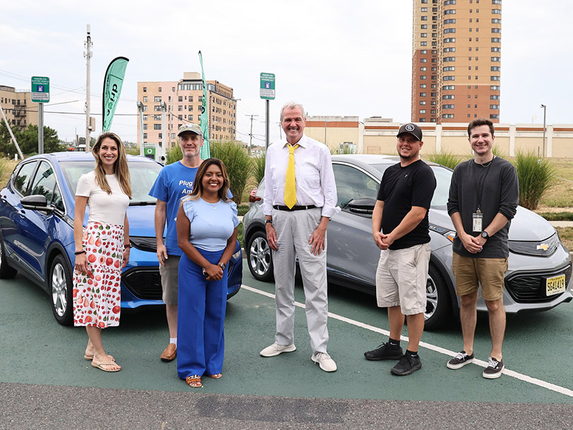 Gov. Phil Murphy (third from right) on Monday announced the launch of year three of the state's popular Charge Up New Jersey EV incentive program.
