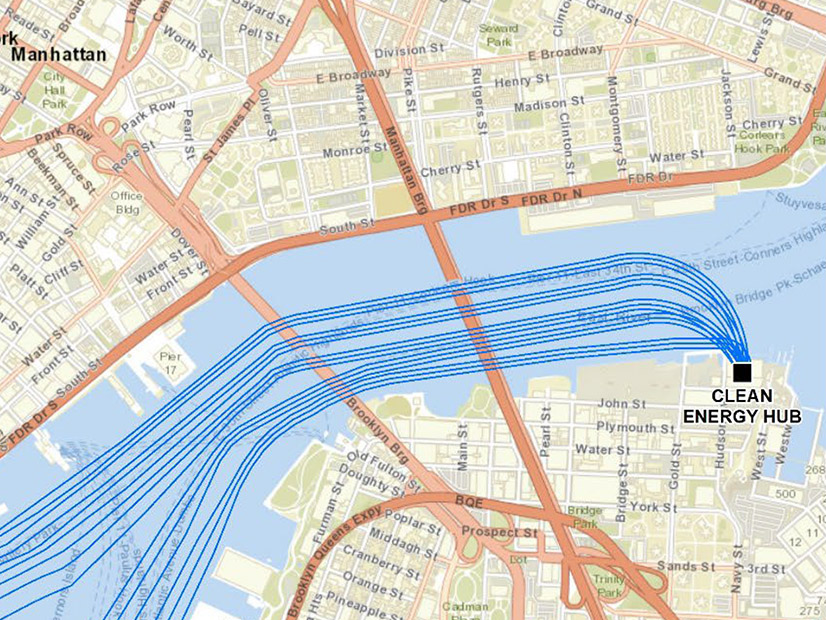 NEETNY claims that standard industry cable spacing would likely allow a maximum of five cables in the approximately 650-foot wide part of the East River near the Manhattan Bridge.
