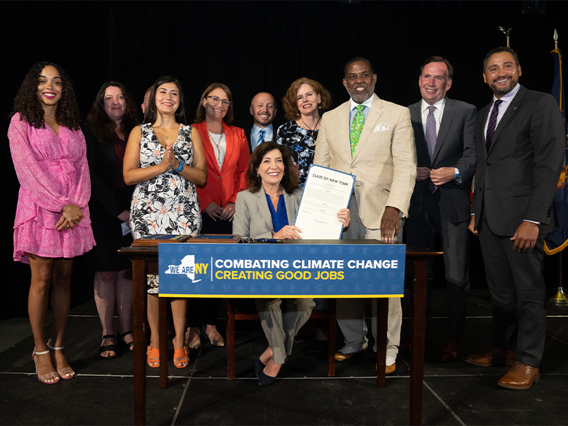 New York Gov. Kathy Hochul signed a package of climate bills into law in Brooklyn on Tuesday.