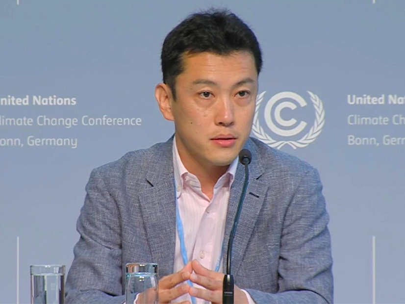 Takeshi Kuramochi, a senior climate policy researcher at NewClimate Institute, shares insights Monday in Bonn, Germany, on the new Net Zero Stocktake 2022 report.
