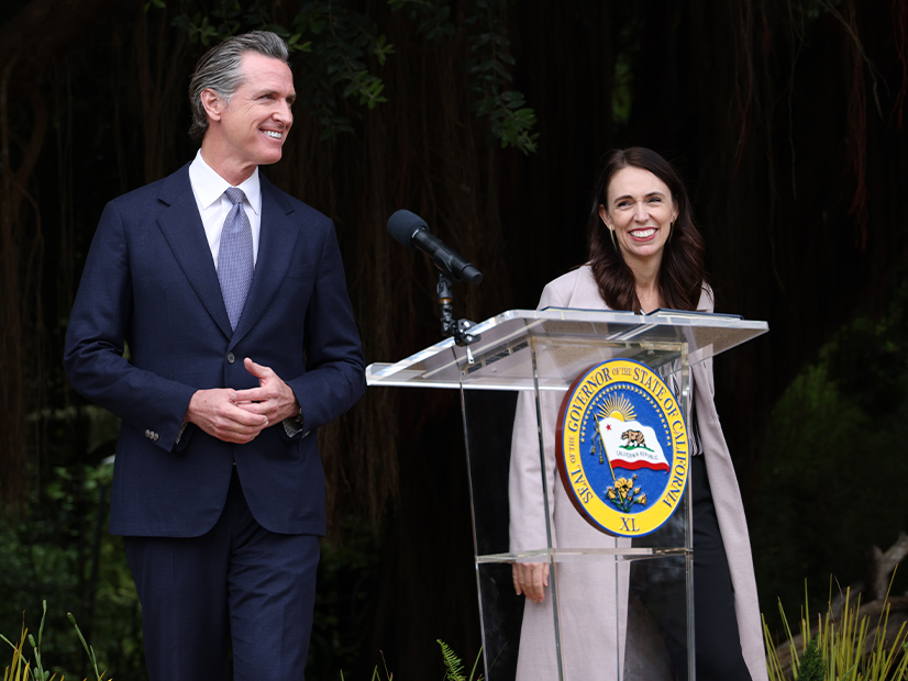 California Gov. Gavin Newsom and New Zealand Prime Minister Jacinda Ardern