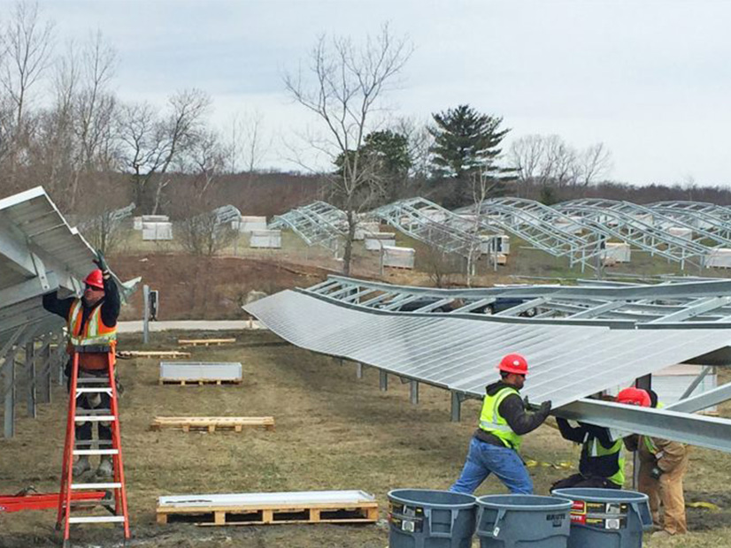 Utility scale solar project under construction
