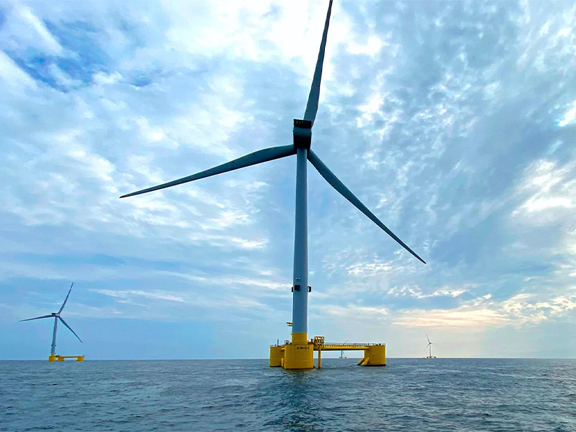 California's floating wind farms will resemble the Kincardine Offshore Wind Farm near Scotland.