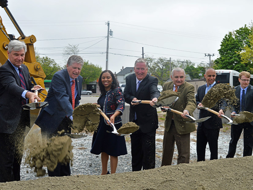 Rhode Island Gov. Dan McKee joined U.S. Sen. Jack Reed (D-R.I.) and other officials on Friday to break ground on the state's first in-line electric bus charging station.