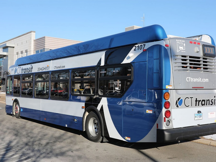 The Connecticut Department of Transportation has placed 10 battery-electric buses in operation, including the one seen here, for its CTtransit bus service. 