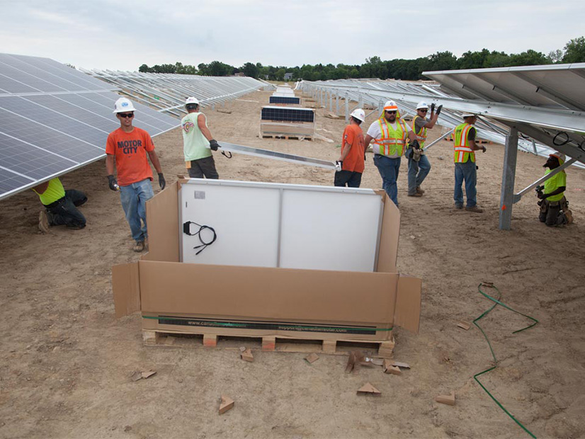 Construction of a DTE Energy solar farm in Michigan