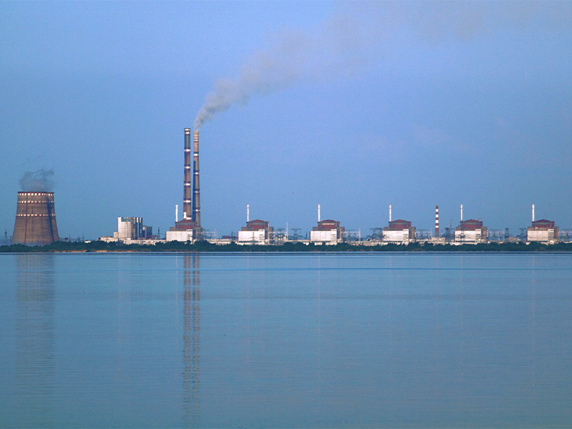 Zaporizhzhia Nuclear Power Plant in Ukraine, with the Zaporizhzhia thermal power plant visible behind it. Both facilities were taken over by Russian forces over the weekend.