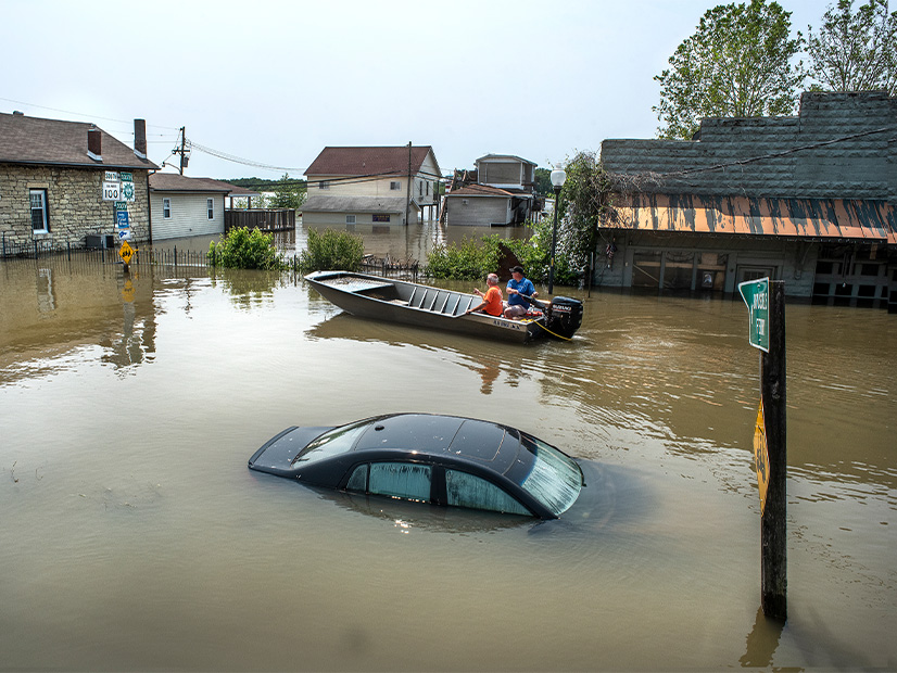 Cars were submerged during Mississippi River flooding in Grafton, Ill. in 2019.