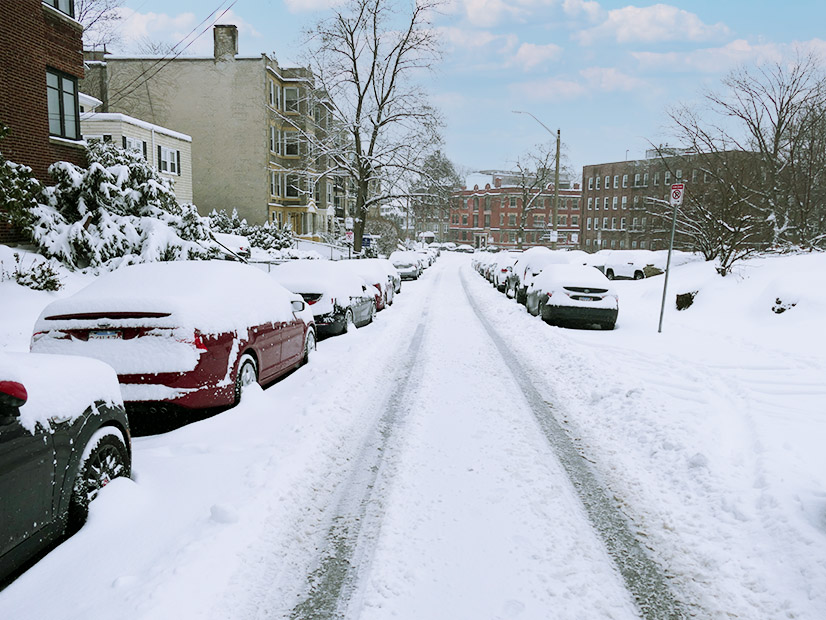 A Boston street during a February 2022 blizzard