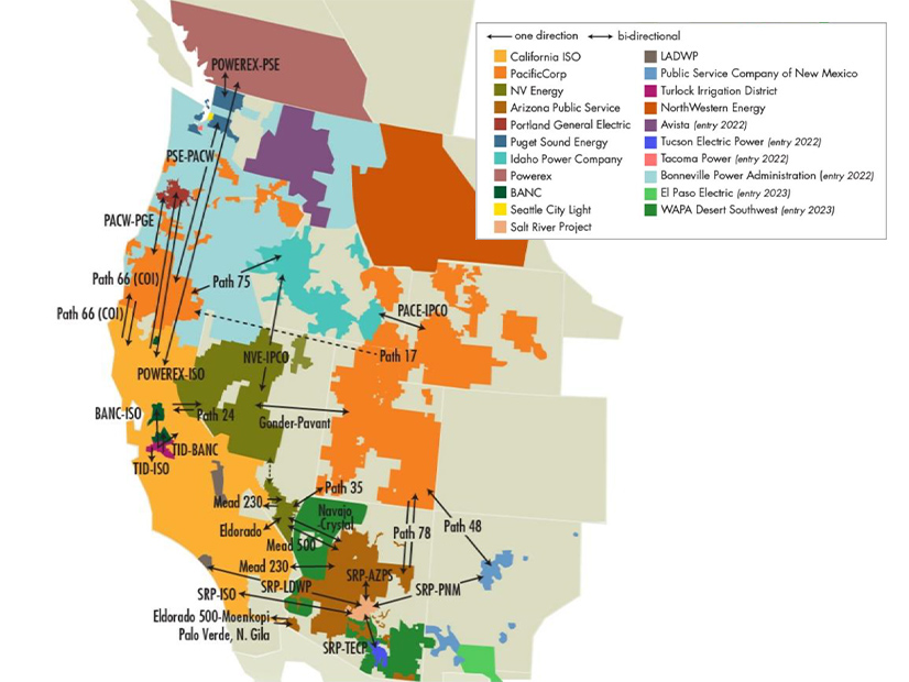 A map shows transfers in the Western Energy Imbalance Market in Q4 2021. A map shows transfers in the Western Energy Imbalance Market in Q4 2021.