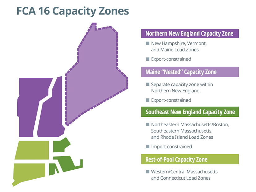 ISO-NE's capacity zones for Forward Capacity Auction 16