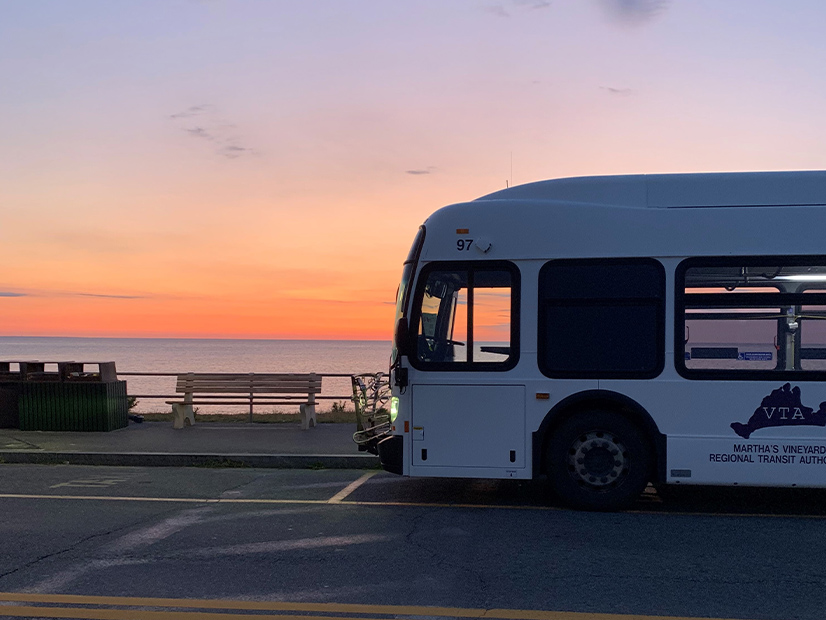The Martha's Vineyard Transit Authority has 16 battery electric buses like the one seen here, and it plans to transition its remaining 16 diesel buses to electric as well.