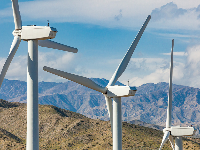 Wind turbines in the Southern California desert.